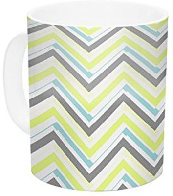 

Kess InHouse InHouse CarolLynn Tice Ideal Gray Yellow Ceramic Coffee, 11 oz, Multicolor Ceramic Mug(60 ml)