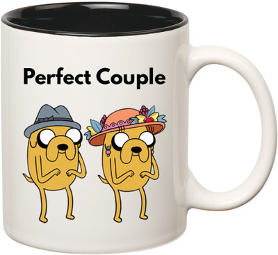 

HuppmeGift Perfect Couple Inner Black Ceramic Mug(350 ml), Black;white