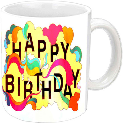 

Raj Laxmi appY coLourful b'day white Ceramic Mug(350 ml)