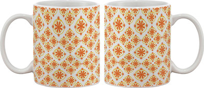 

Artifa Orange Flowers Pattern Porcelain, Ceramic Mug(350 ml), Multicolor