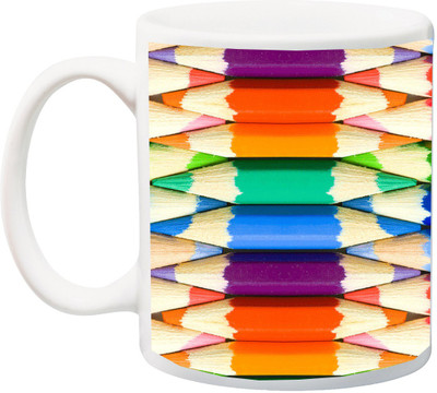 

ME&YOU Gift for Holi;coloful 3D Pencil Printed Ceramic Mug(325 ml), Multicolor