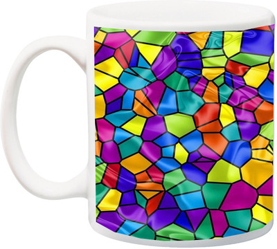 

ME&YOU Gift for Holi;color 3D tiles Printed Ceramic Mug(325 ml), Multicolor