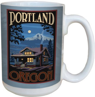 

Tree-Free Greetings Greetings 79418 Winter Cabin Portland Oregon by Paul A. Lanquist Ceramic with Full-Sized Handle, 15-Ounce, Multicolored Ceramic Mug(60 ml), Multicolor