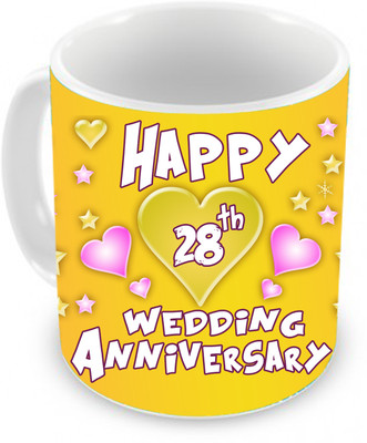 57% OFF on TIED RIBBONS Gift for 28st Happy Anniversary Ceramic Coffee Mug(350 ml)