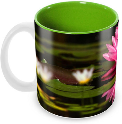 

Tuelip Beautiful Lotus Printed Ceramic Mug(350 ml), Multicolor