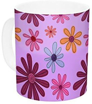 

Kess InHouse InHouse Jane Smith Woodland Floral Purple Flowers Ceramic Coffee, 11 oz, Multicolor Ceramic Mug(60 ml)