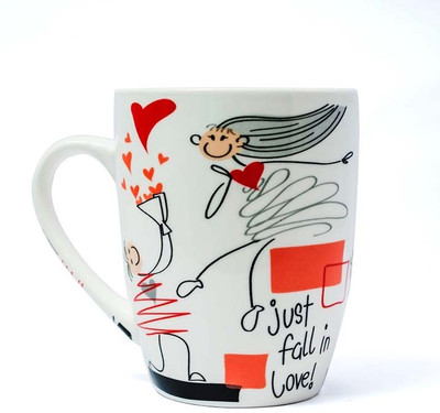 

Painting Mantra Hooked in Love Ceramic Mug, Red