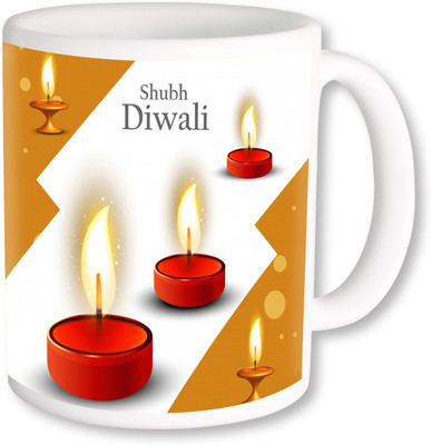 

PhotogiftsIndia Red Candle With Happy Diwali Coffee Ceramic Mug(325 ml), Multicolor