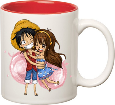 

Huppme Hug For Couple Inner Red Ceramic Mug(350 ml), Red;white