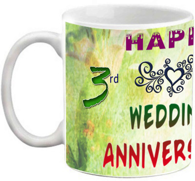 

EFW Happy 3rd Wedding Anniversary 325 ml Photo Personalized Ceramic Mug(325 ml), White