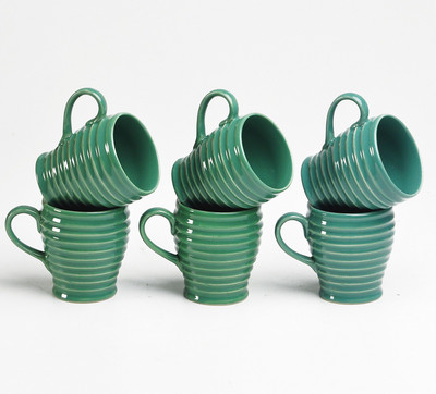 

Cultural Concepts Green Cara Tea Cups Ceramic(Green, Pack of 6)
