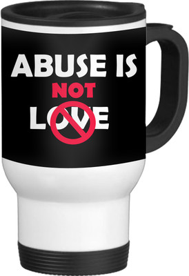 56% OFF on TIED RIBBONS Abouse Is Not White-Travel Ceramic Coffee Mug(600 ml)