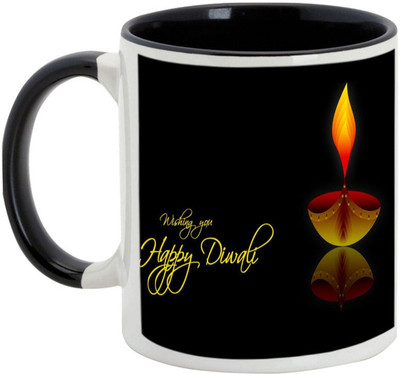 

AllUPrints Diwali Gifts - Have An Amazing Deepawali Ceramic Mug(325 ml), Black