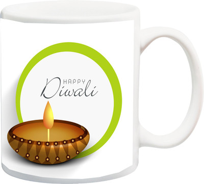 

ME&YOU Deepawali Gift;Happy Diwali Printed Coffee Ceramic Mug(325 ml), Multicolor