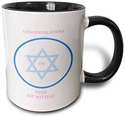 

3dRose Bat Mitzvah Girl Two Tone Black, 11 oz, Black/White Ceramic Mug(60 ml), Multicolor