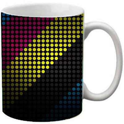 

Maison N Mode Doted Coffee Ceramic Mug(330 ml), Multicolor