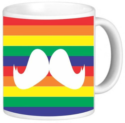 

Rikki Knight LLC Knight Ceramic Coffee, Mustache on Rainbow Background Ceramic Mug(60 ml), Multicolor