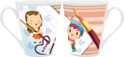 

Homesogood Quoting Love On Valentine's Day (Set Of 2) Ceramic Mug(355 ml, Pack of 2)