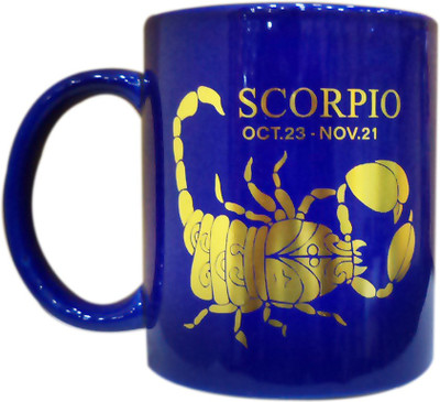 

Divsam Scorpio Zodiac Sign Coffee Ceramic Mug(350 ml), Blue;gold