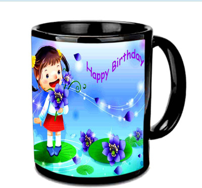 

Raj Laxmi water flowers black Ceramic Mug(350 ml)