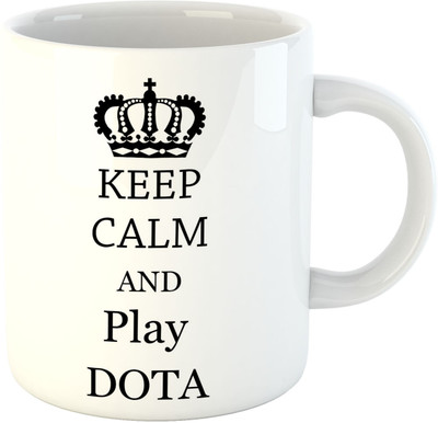 

Deeher Gifts Keep Calm & Play Dota Ceramic Mug(330 ml), Multicolor