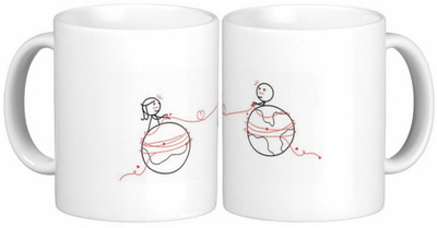 

Exoctic Silver Love Couple Anniversary 007 Ceramic Mug(300 ml, Pack of 2), Black;red;white