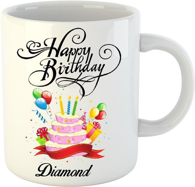 

HuppmeGift Happy Birthday Diamond White (350 ml) Ceramic Mug(350 ml)