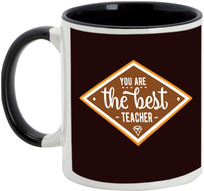 

AllUPrints The Best Teacher Ceramic Mug(325 ml), Black