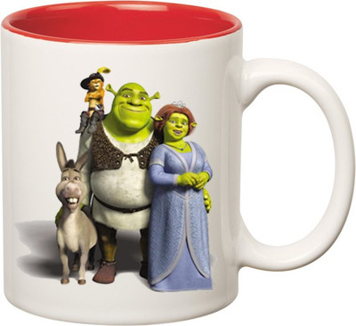 

Huppme Alien Inner Red Ceramic Mug(350 ml), Red;white