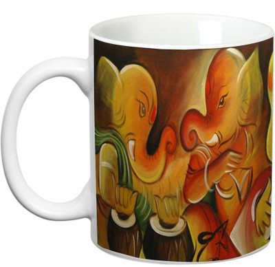 

Prithish Ganpati Bappa Design2 Ceramic Mug(350 ml), Multicolor