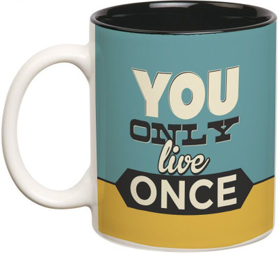 

Prithish You Only Live Once Double Color Ceramic Mug(330 ml), Multicolor