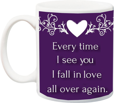 

ME&YOU Valentine's Day/Anniversary/Birthday Gift;Everytime I See You I Fall in Love All Over Again Ceramic Mug(325 ml), Purple
