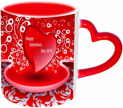 

Raj Laxmi Big heart red handle valentine Ceramic Mug(350 ml)