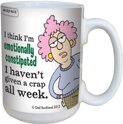 

Tree-Free Greetings Greetings lm43848 Hilarious Aunty Acid Emotionally Constipated by The Backland Studio Ceramic, 15-Ounce Ceramic Mug(60 ml), Multicolor