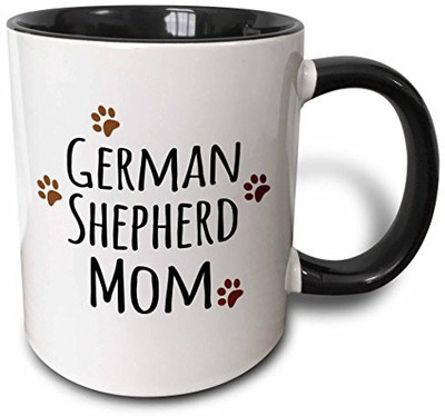 

3dRose mug_154123_4 German Shepherd Dog Mom Alsatian Doggie by Breed Brown Muddy Paw Prints Doggy Lover Mama Two Tone Black, 11 oz, Black/White Ceramic Mug(60 ml)