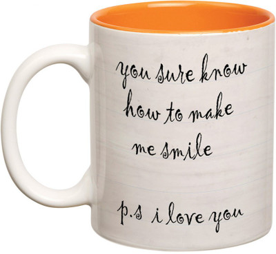 

Prithish Know how to make me Smile Double Color Ceramic Mug(330 ml), Multicolor