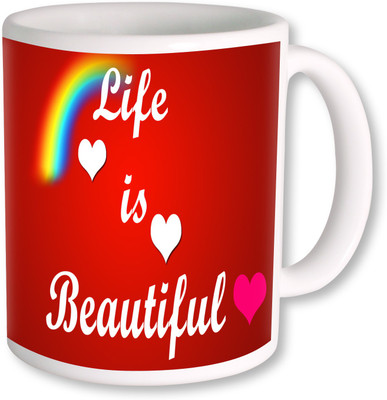 

PhotogiftsIndia Life is Beautiful Ceramic Mug(325 ml), Multicolor