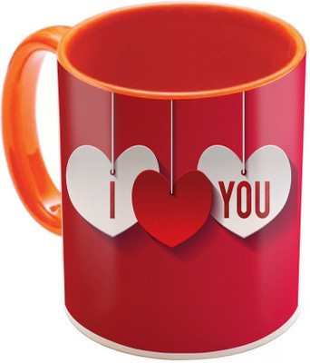 

SKY TRENDS Valentine Gift for Girlfriend Love Printed I Love U Forever Perfect for Her Him Wife Fiance Anniversary And Birthday STGD139 Ceramic Mug(325 ml), Orange