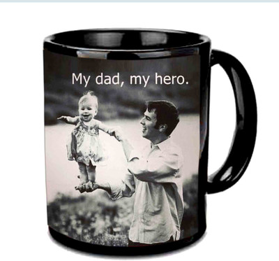 

Raj Laxmi My dad,My Hero Multicolor Ceramic Mug(350 ml), Black