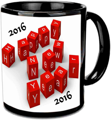 

Raj Laxmi Red blocks new year cup Ceramic Mug(350 ml)