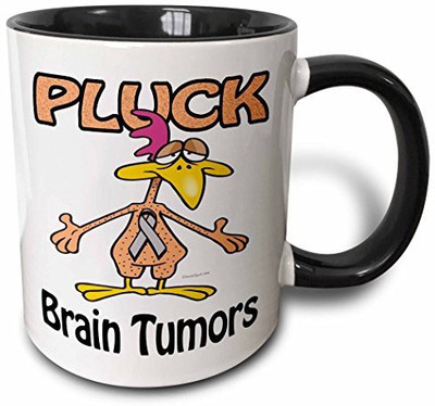 

3dRose Chicken Pluck Brain Tumors Awareness Ribbon Cause Design Two Tone Black, 11 oz, Black/White Ceramic Mug(60 ml), Multicolor
