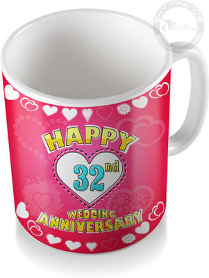 

SKY TRENDS 32nd Happy Wedding Anniversary Coffee Ceramic Mug(320 ml), White