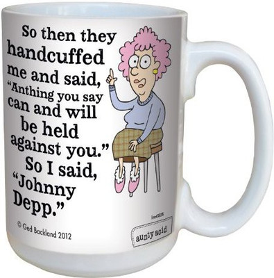 

Tree-Free Greetings Greetings lm43835 Hilarious Aunty Acid Johnny Depp by The Backland Studio Ceramic, 15-Ounce Ceramic Mug(60 ml), Multicolor