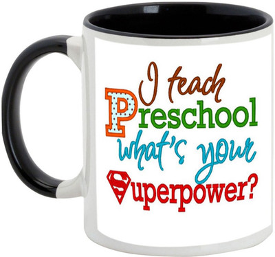 

AllUPrints Super Teachers Ceramic Mug(325 ml), Black