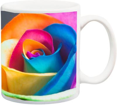 

ME&YOU Gift for Holi;Happy holee Rose Printed Ceramic Mug(325 ml), Multicolor