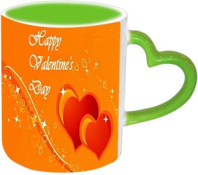 

Raj Laxmi Star Love Green Handle Valentine Ceramic Mug(350 ml)