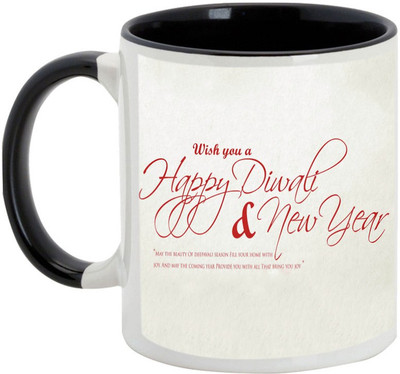 

AllUPrints Gifts For Deepawali - Prosperous Happy Diwali Design 20 Ceramic Mug(325 ml), Black