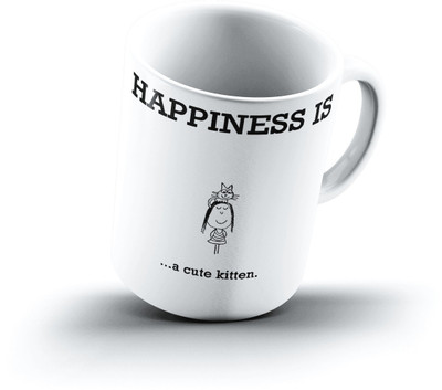 

Ucard Happiness Is1620 Bone China, Ceramic, Porcelain Mug(325 ml), Multicolor
