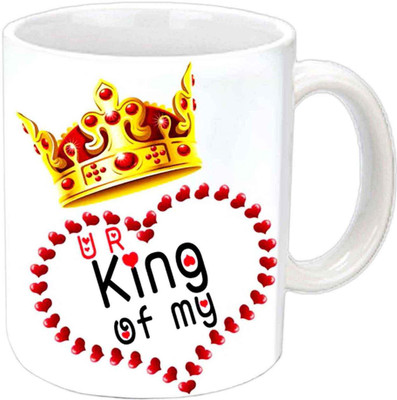 

Raj Laxmi King of heart valentine white Ceramic Mug(355 ml)