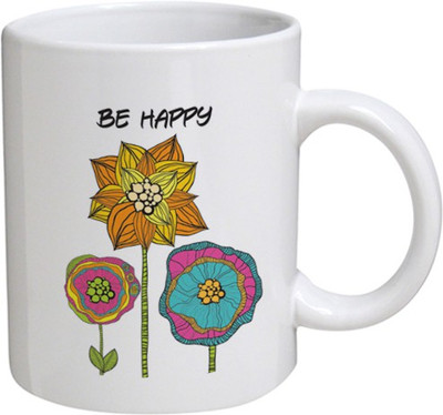 

Disginer Cases Be Happy - MyBestow White Plain Coffee Ceramic Ceramic Mug(320 ml), Multicolor